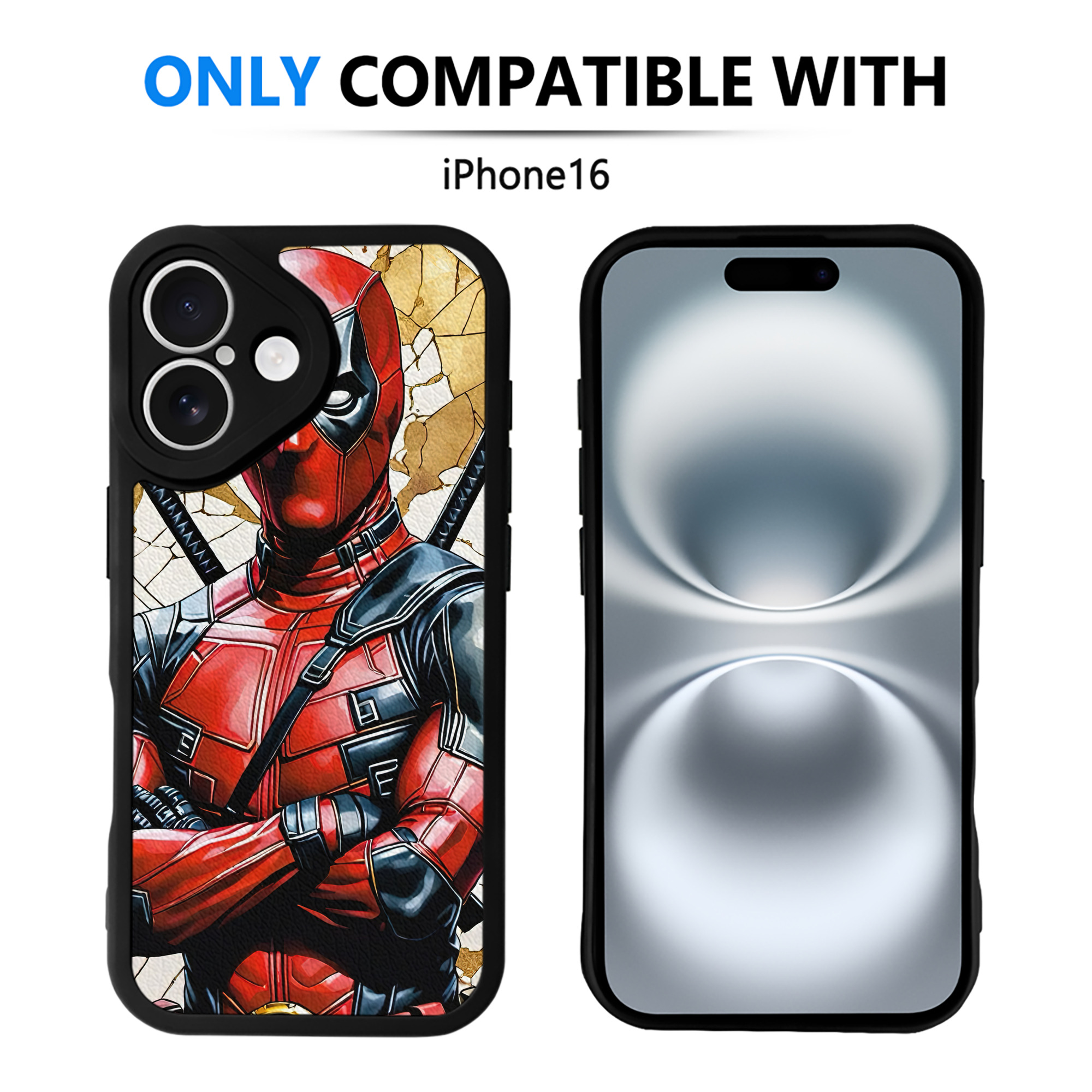 （画像用） Deadpool デッドプール 【iPhone 16シリーズ対応】シリコンスマホケース（レザー調） 材質：シリコン